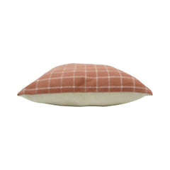 Handmade Cotton Windowpane Cushion Cover 45x45 cm | Rust Brown Checked Throw Pillow Cover | Modern Woven Decorative Cushion