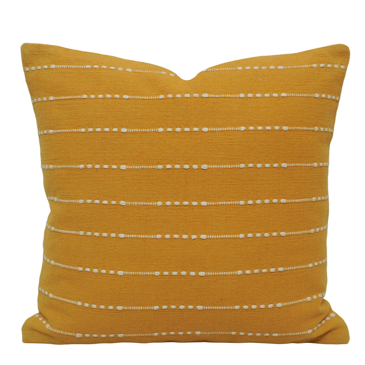 Handwoven Cotton Cushion Cover 45x45 cm | Mustard Yellow Textured Woven Throw Pillow Cover | Modern Boho Decorative Cushion Cover | Hidden Zipper