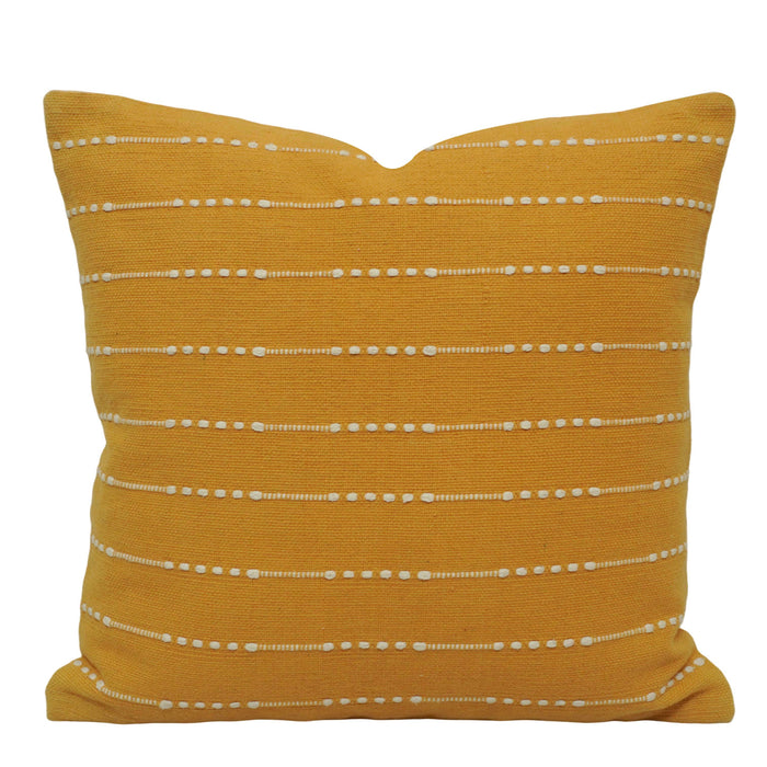 Handwoven Cotton Cushion Cover 45x45 cm | Mustard Yellow Textured Woven Throw Pillow Cover | Modern Boho Decorative Cushion Cover | Hidden Zipper