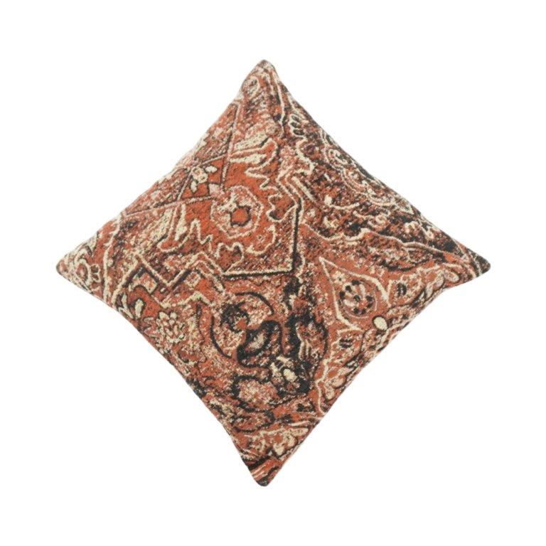 Vintage Persian Jacquard Cushion Cover – Rust & Earthy Tones | 45x45 cm Decorative Sofa Pillow Cover
