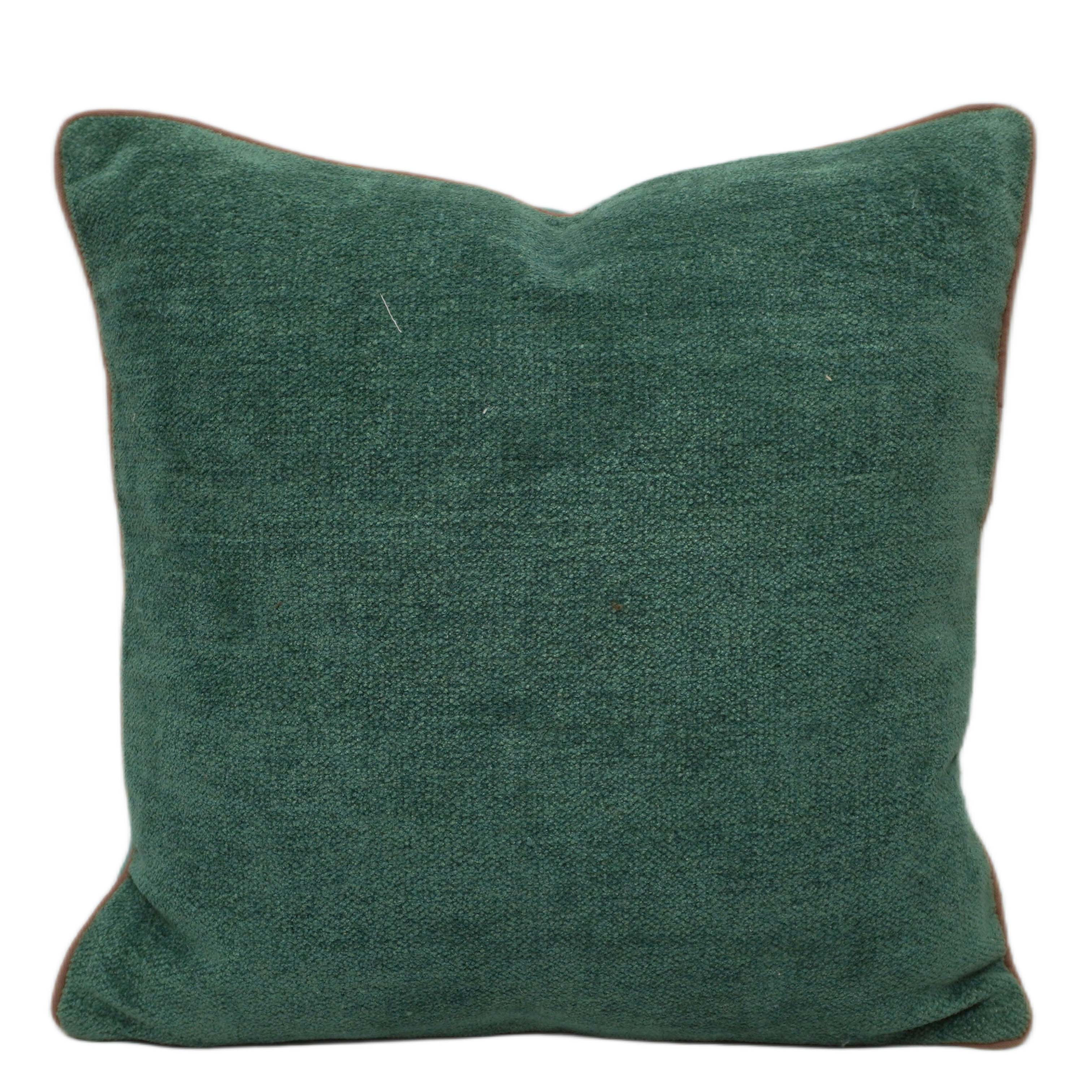Handwoven Chenille Cushion Cover – Solid Forest Green Textured Cushion, 45 x 45 cm