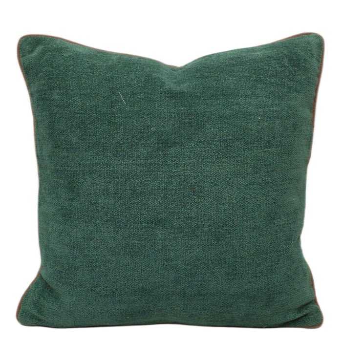 Handwoven Chenille Cushion Cover – Solid Forest Green Textured Cushion, 45 x 45 cm