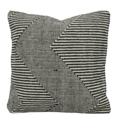 Handwoven Cotton Cushion Cover 45x45 cm – Black & Ivory Abstract Geometric Pattern