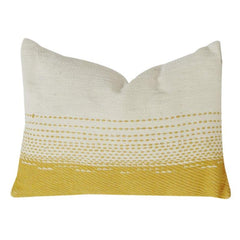 Handwoven Cotton Cushion Cover 35x50 cm – Beige & Mustard Textured Stripe Design | Modern Minimalist Lumbar Pillow Cover with Hidden Zipper
