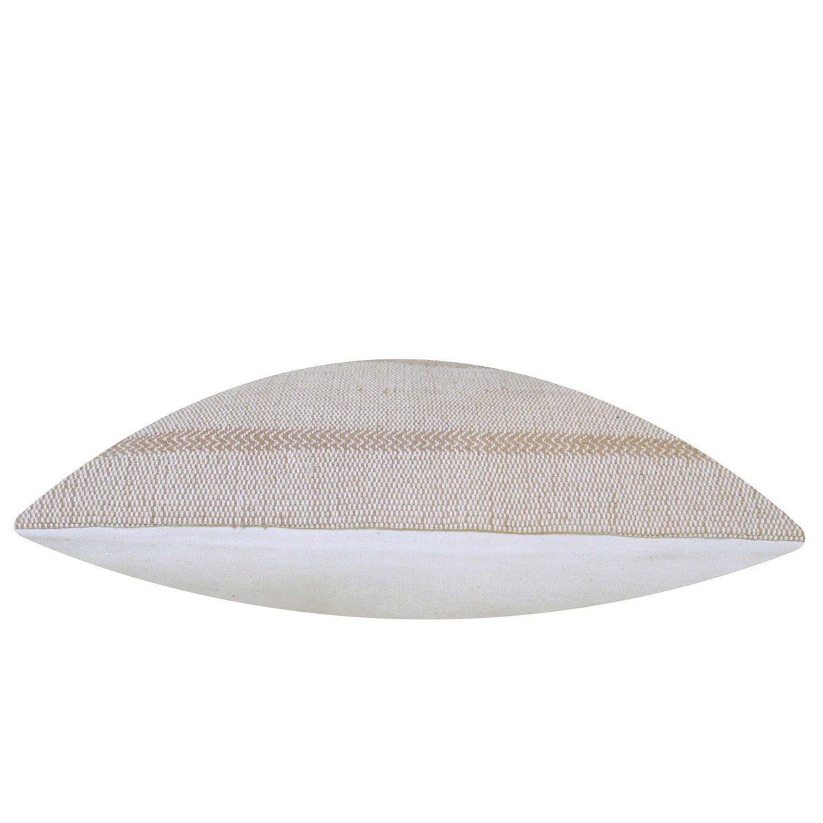 Handmade Cotton Cushion Cover 45x45 cm, Beige and Ivory Textured Woven Stripe Design