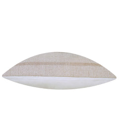 Handmade Cotton Cushion Cover 45x45 cm, Beige and Ivory Textured Woven Stripe Design