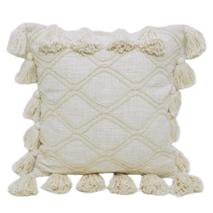 Diamond-Texture Cotton Tassel Cushion Cover 45x45 cm