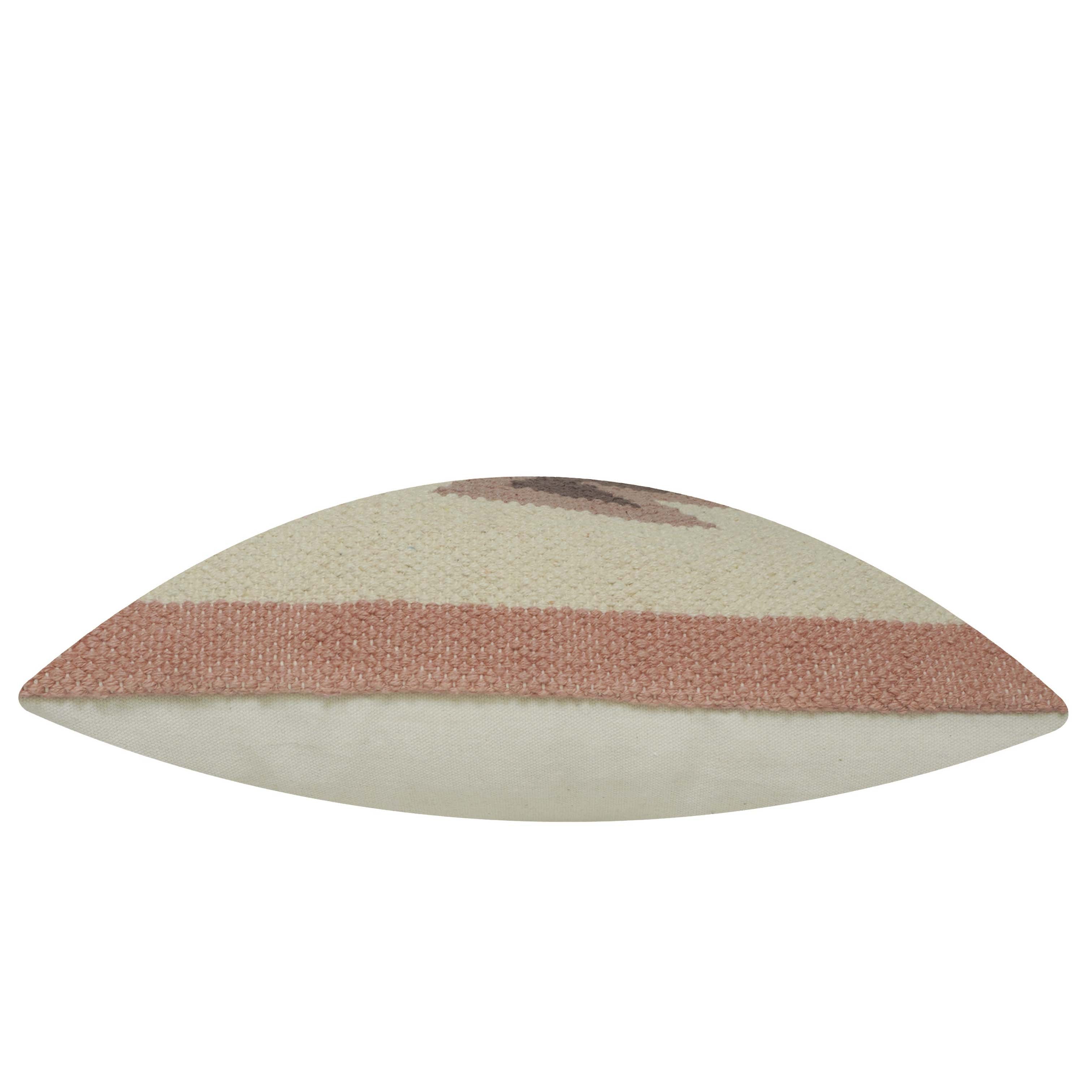 Handwoven Cotton Cushion Cover 45x45 cm | Geometric Tribal Pattern | Decorative Boho Throw Pillow Cover with Concealed Zip | Beige & Brown