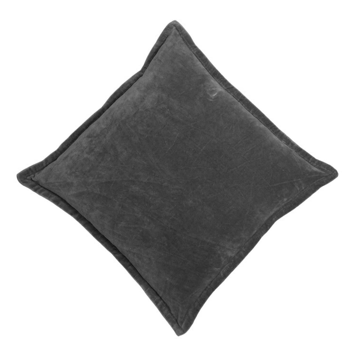 Charcoal Grey Velvet Cotton Cushion Cover – 45 x 45 cm | Solid Textured Accent Cushion Cover