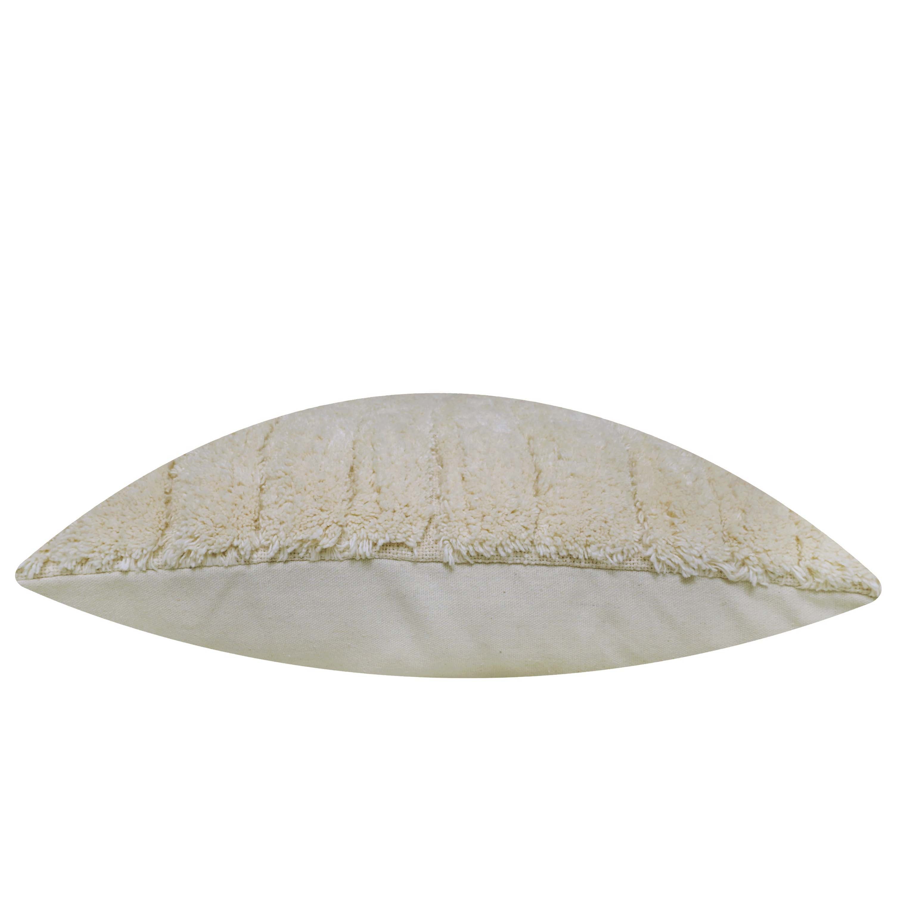 Handmade Tufted Cotton Cushion Cover 45x45 cm | Textured Geometric Ivory Throw Pillow Cover | Modern Boho Decorative Cushion Cover with Hidden Zipper
