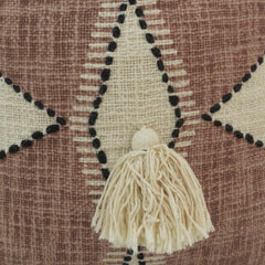 Boho Geometric Printed & Embroidered Cushion Cover with Tassels – 45x45 cm
