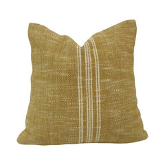 Handmade Mustard Cotton Cushion Cover with Woven Stripe Design | 45x45 cm Decorative Pillow Cover