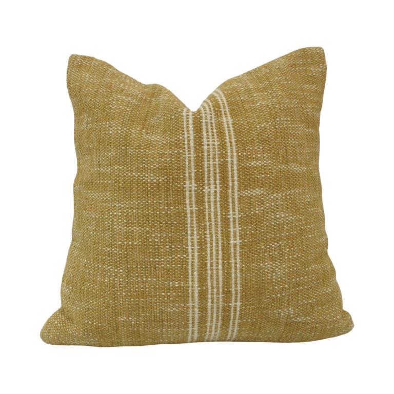 Handmade Mustard Cotton Cushion Cover with Woven Stripe Design | 45x45 cm Decorative Pillow Cover