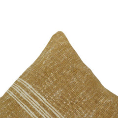 Handmade Cotton Chenille Cushion Cover 45x45 cm | Textured Mustard Beige Stripe Design | Artisan Woven Decorative Pillow Cover