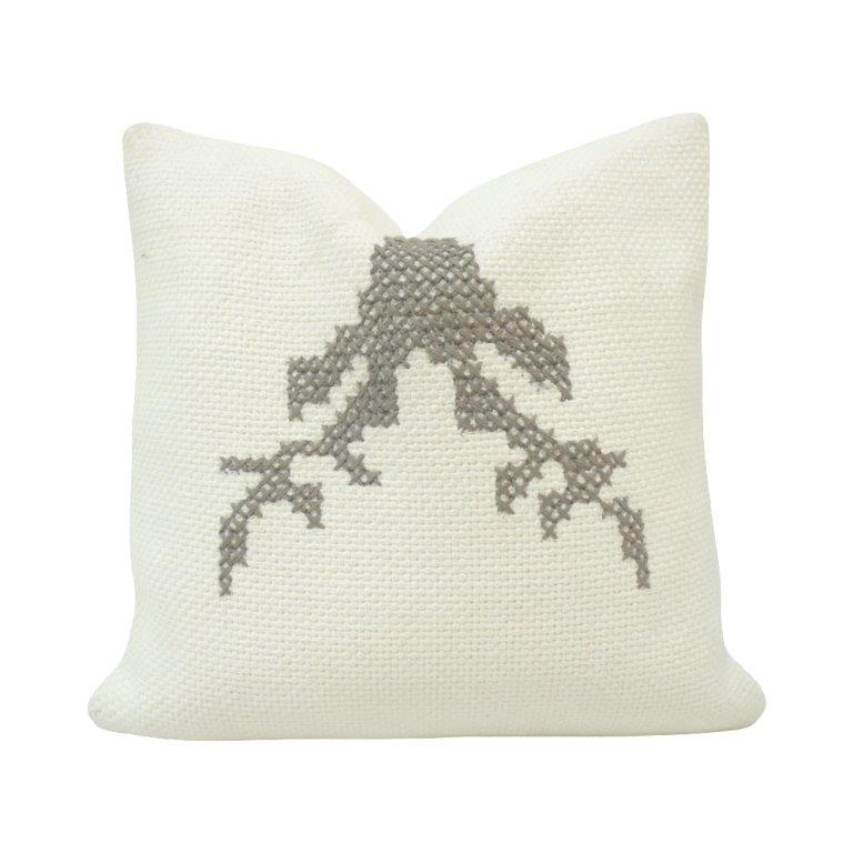 Handmade Embroidered Polyester Cushion Cover 45x45 cm | Abstract Nature-Inspired Design | Decorative Throw Pillow Cover - Bulk manufacturer & supplier from Panipat, India