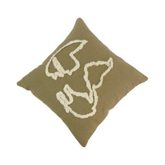 Tufted Abstract Cotton Cushion Cover – Olive Green Textured Pillow Cover 45x45 cm