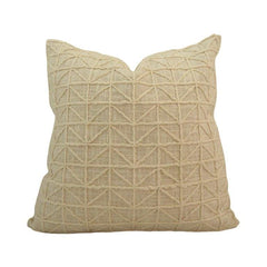 Geometric Embroidered Cotton Cushion Cover – Beige Textured Throw Pillow Cover 45x45 cm