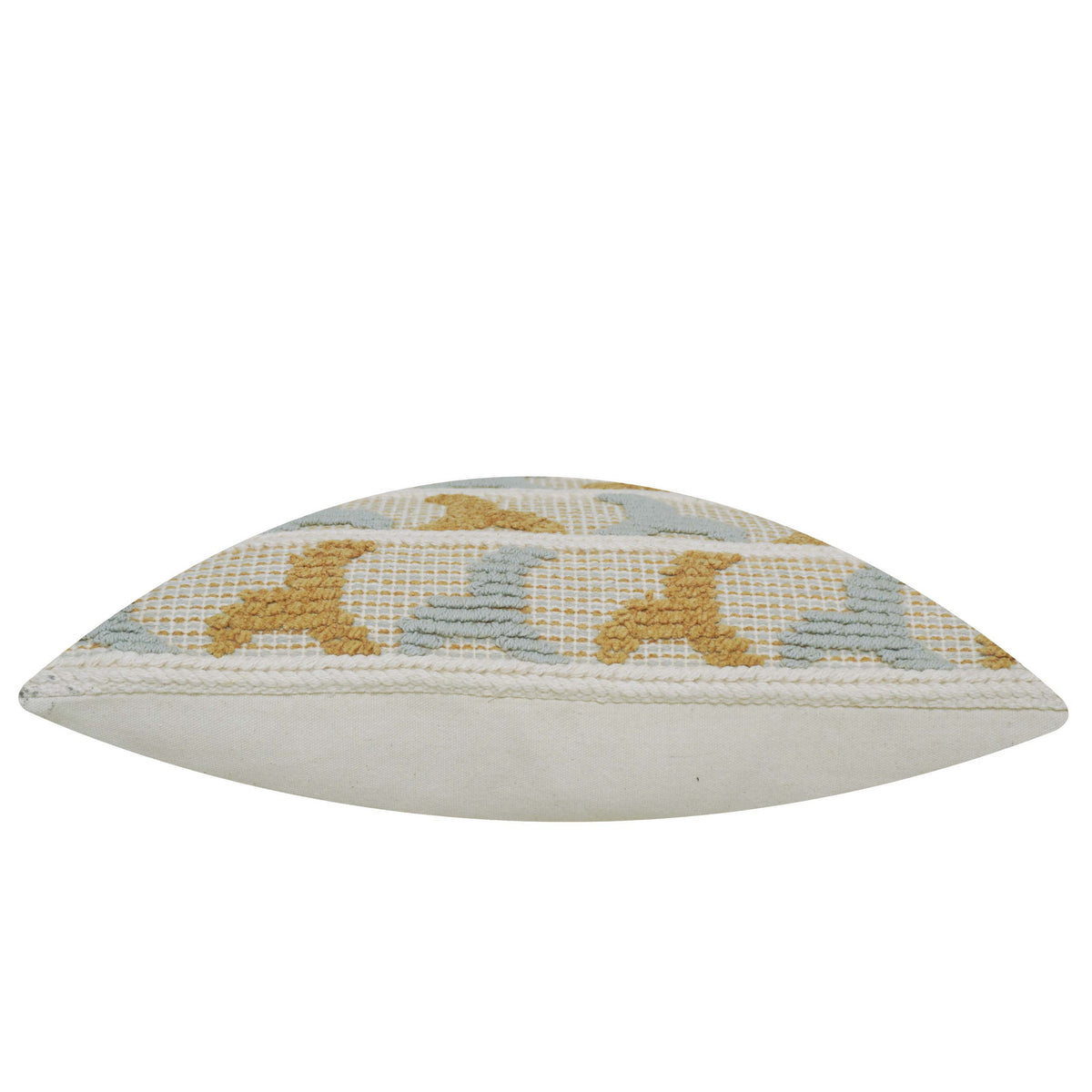 Mustard and sage geometric textured handwoven cotton cushion cover 45x45 cm
