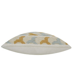 Mustard and sage geometric textured handwoven cotton cushion cover 45x45 cm