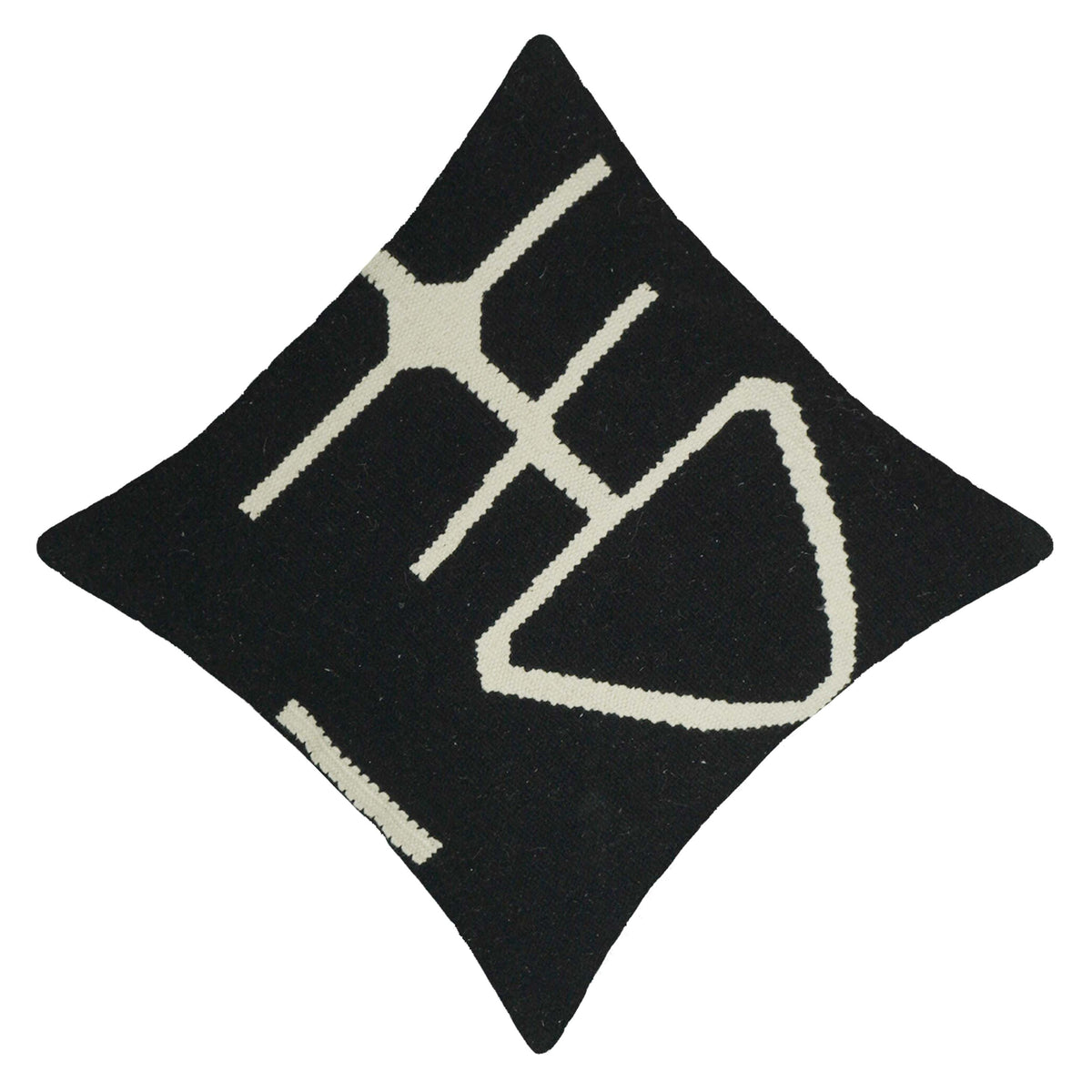 Handwoven Black & Ivory Geometric Cotton Cushion Cover – 45 x 45 cm