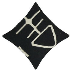 Handwoven Black & Ivory Geometric Cotton Cushion Cover – 45 x 45 cm