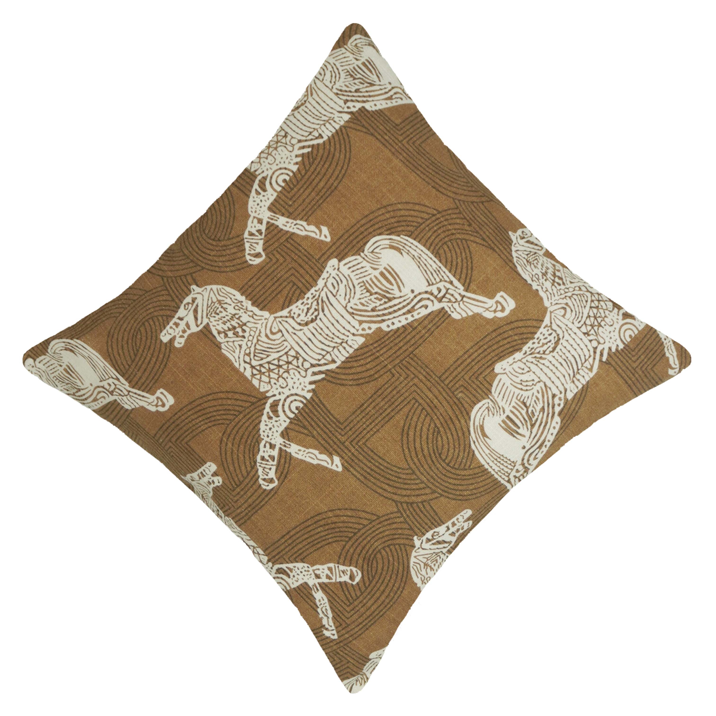 Printed Cotton Cushion Cover 45x45 cm | Running Horse Pattern Decorative Cushion Cover | Hidden Zipper | Sofa, Bed & Living Room Décor