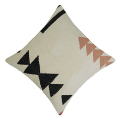 Ivory black and rust tribal geometric handwoven cotton cushion cover 45x45 cm