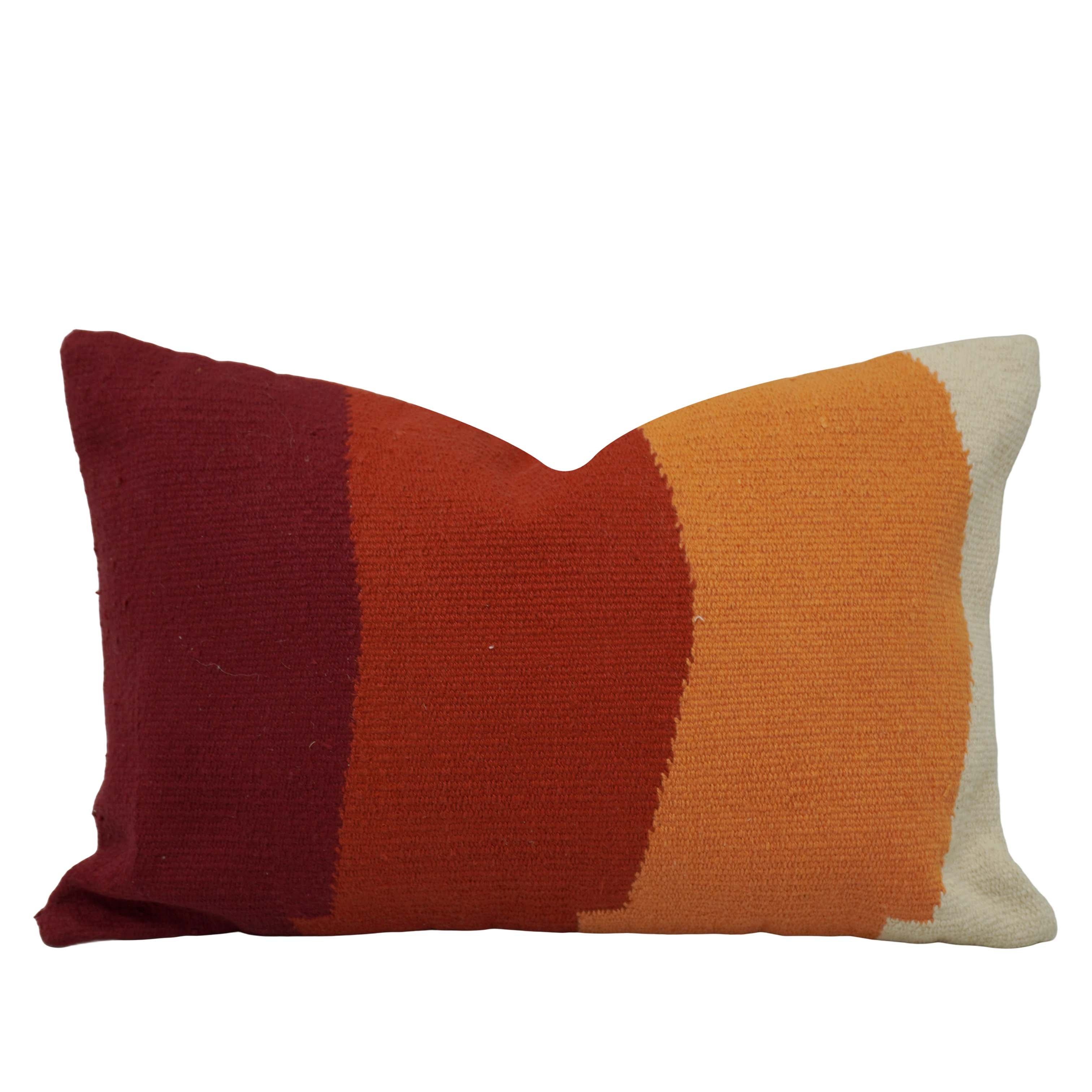 Handwoven Cotton Cushion Cover 35x50 cm | Modern Abstract Color Block Design | Decorative Lumbar Pillow Cover | Hidden Zip | Handmade Home Décor