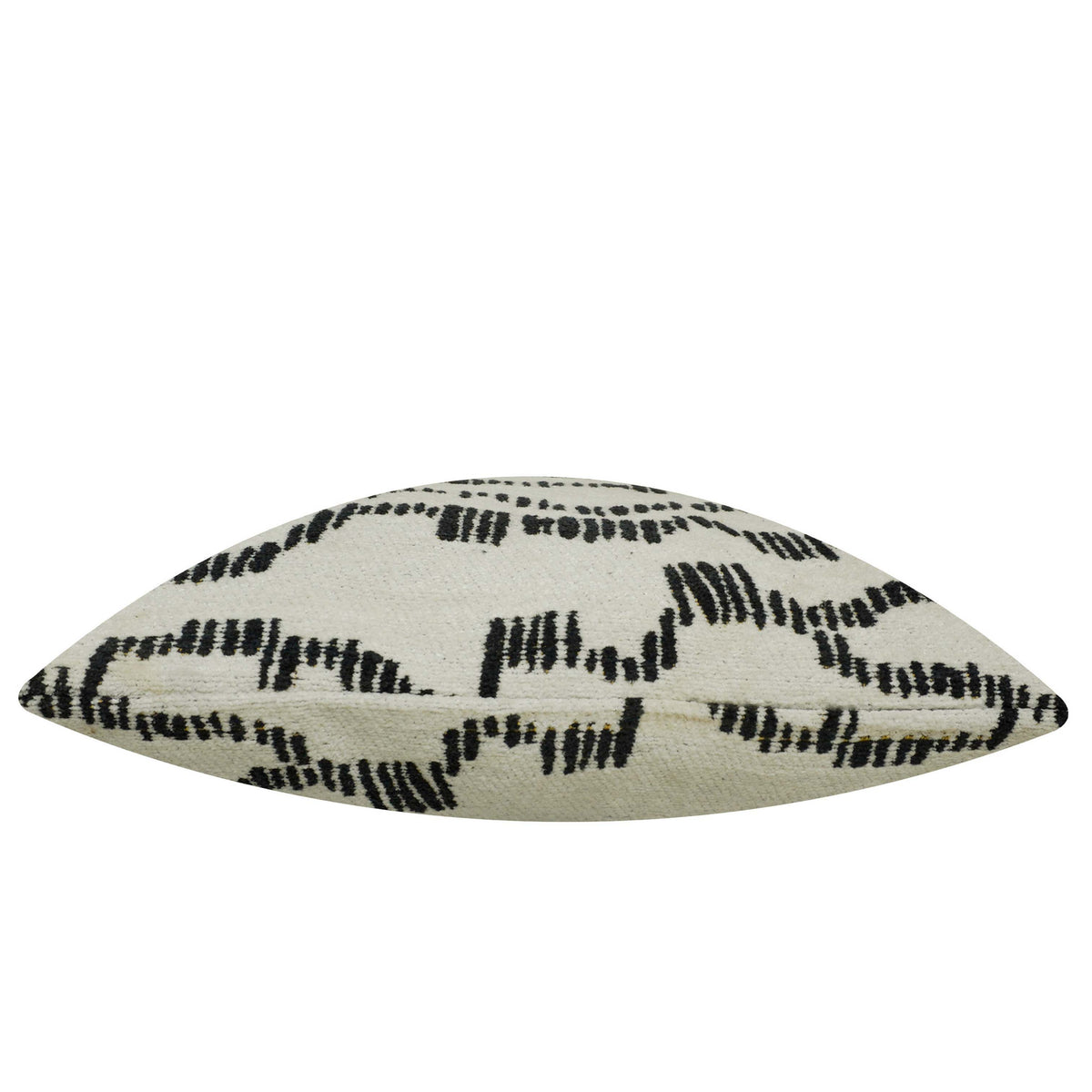 Modern Black & Ivory Jacquard Cushion Cover 45x45 cm | Abstract Wavy Pattern | Woven Cotton Cushion Cover with Hidden Zipper