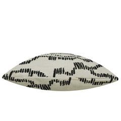Modern Black & Ivory Jacquard Cushion Cover 45x45 cm | Abstract Wavy Pattern | Woven Cotton Cushion Cover with Hidden Zipper