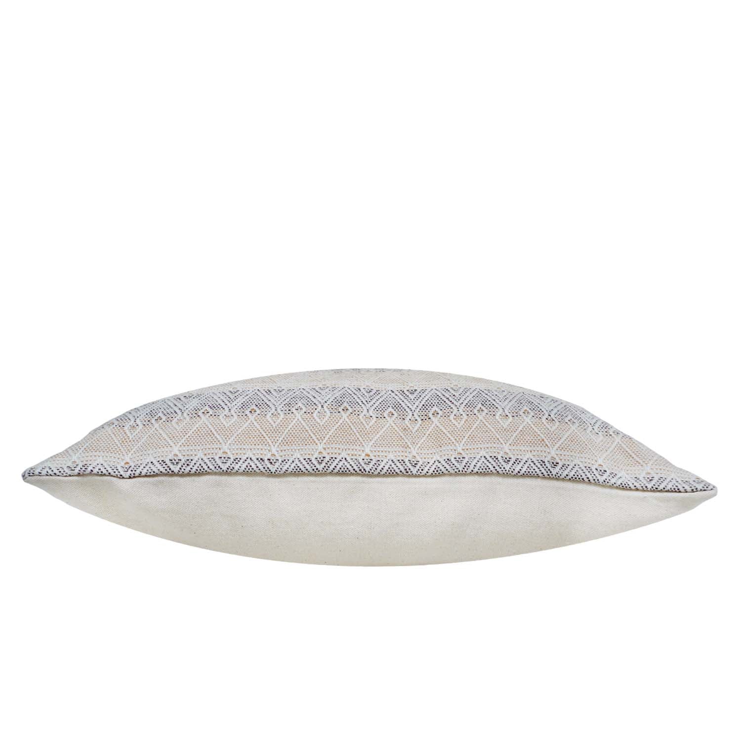 Handwoven Cotton Geometric Cushion Cover 45x45 cm | Woven Diamond Pattern | Neutral Beige & Ivory Decorative Throw Pillow Cover