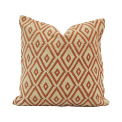 Diamond Pattern Jacquard Cotton Cushion Cover – Rust & Beige Geometric Design | 45 x 45 cm