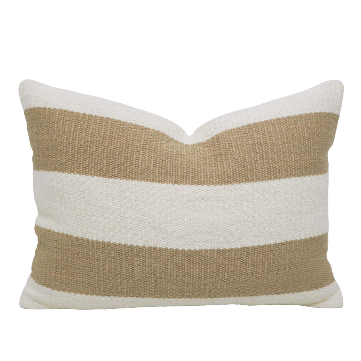 Handwoven Beige & Ivory Striped Cushion Cover 35x50 cm | Textured Woven Cushion
