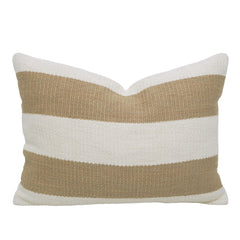 Handwoven Beige & Ivory Striped Cushion Cover 35x50 cm | Textured Woven Cushion