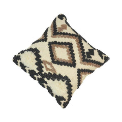 Handwoven Cotton Tufted Cushion Cover | Geometric Tribal Design | 45x45 cm