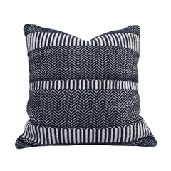 Handmade Black & White Geometric Polyester Cushion Cover 45x45 cm | Woven Chevron Pattern Decorative Throw Pillow Cover