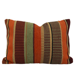 Rustic Multicolor Stripe Handwoven Cotton Lumbar Cushion Cover 35x50 cm
