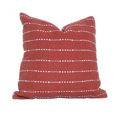 Handmade Rust Red Cotton Cushion Cover 45x45 cm | Woven Dotted Stripe Design | Decorative Throw Pillow Cover