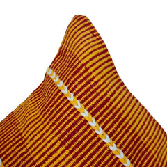 Handmade Striped Cotton Cushion Cover 45x45 cm | Woven Decorative Throw Pillow Cover with Braided Detailing | Boho Rustic Home Décor