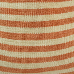 Terracotta & Ivory Striped Handwoven Cotton Cushion Cover with Tassels – 45x45 cm