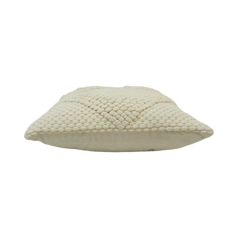 Handwoven Cotton Bobble Textured Cushion Cover | Cream Geometric Design | 45 x 45 cm - Bulk manufacturer & supplier from Panipat, India