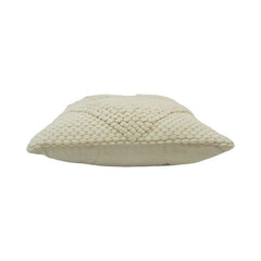 Handwoven Cotton Bobble Textured Cushion Cover | Cream Geometric Design | 45 x 45 cm