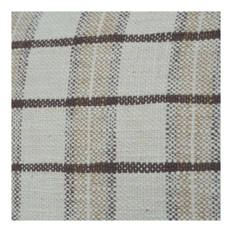 Beige Checkered Cotton Cushion Cover | Minimal Plaid Design | Soft Woven Throw Pillow Case | 45x45 cm