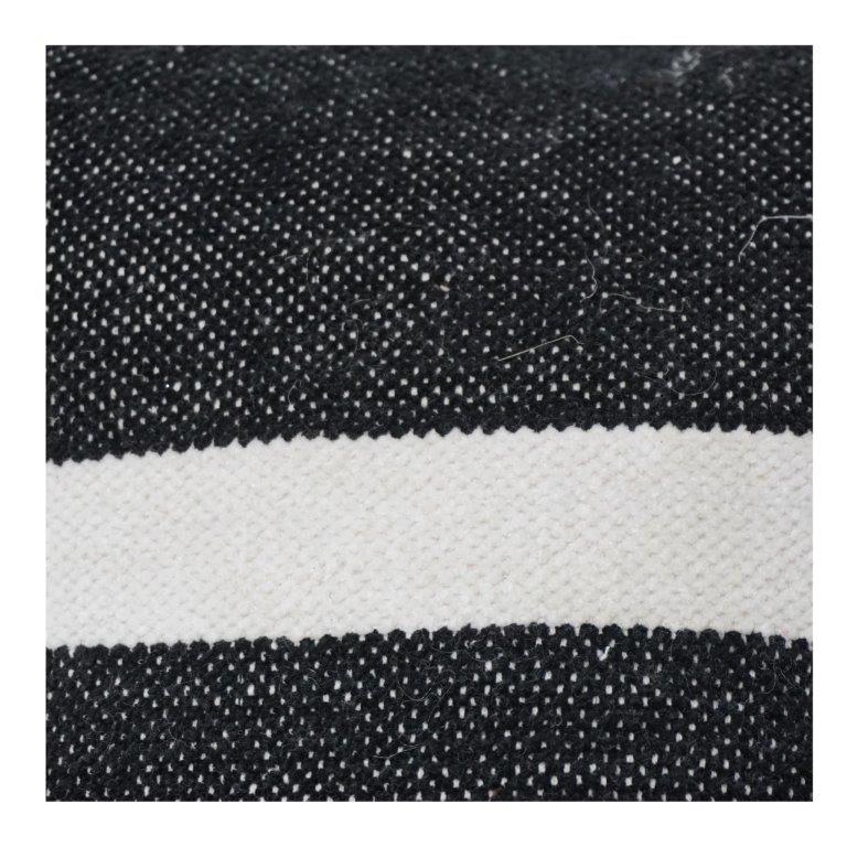Black Textured Cotton Cushion Cover with White Stripes | Modern Minimalist Throw Pillow | 35 x 50 cm - Bulk manufacturer & supplier from Panipat, India