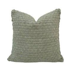 Handmade Woven Cotton Cushion Cover – Sage Green Textured Pillow Cover 45x45 cm | Modern Boho Decorative Cushion