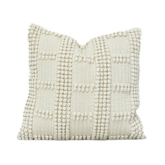 Textured Tufted Cotton Cushion Cover – Neutral Geometric Pattern | Handcrafted Decorative Pillow Cover (18x18 Inch)