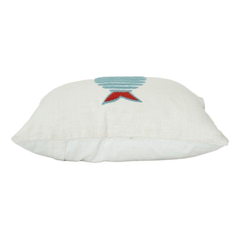 Embroidered Cotton Cushion Cover 45x45 cm – Minimal Fish Motif Design | Decorative Throw Pillow Cover - Bulk manufacturer & supplier from Panipat, India