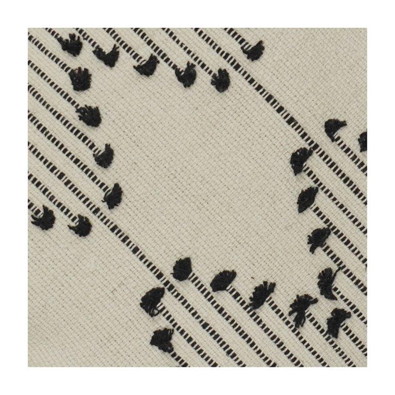 Handcrafted Black Dotted Line Embroidered Cotton Cushion Cover | Minimalist Geometric Design | 18x18 Inch - Bulk manufacturer & supplier from Panipat, India