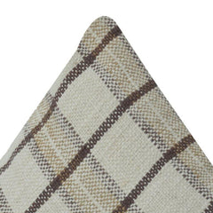 Beige Checkered Cotton Cushion Cover | Minimal Plaid Design | Soft Woven Throw Pillow Case | 45x45 cm
