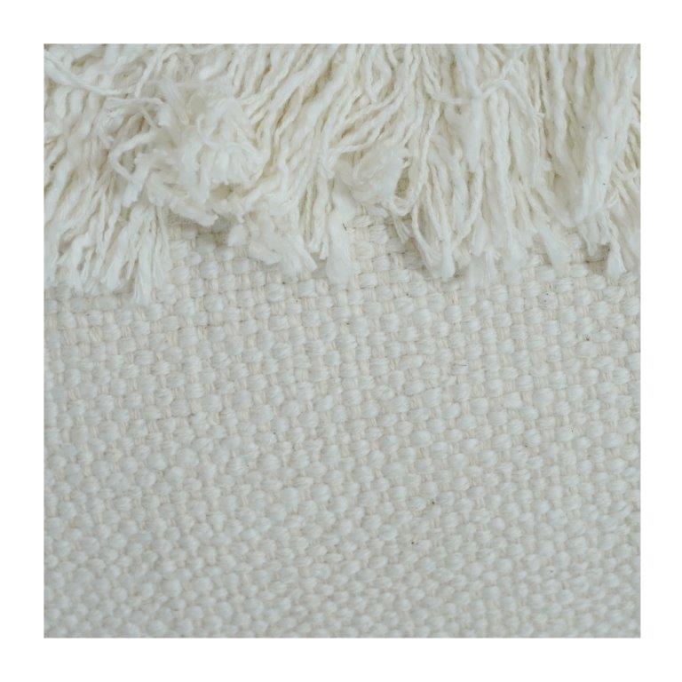Handmade Cotton Textured Fringe Cushion Cover | Boho Decorative Pillow Cover | Off White | 45x45 cm - Bulk manufacturer & supplier from Panipat, India